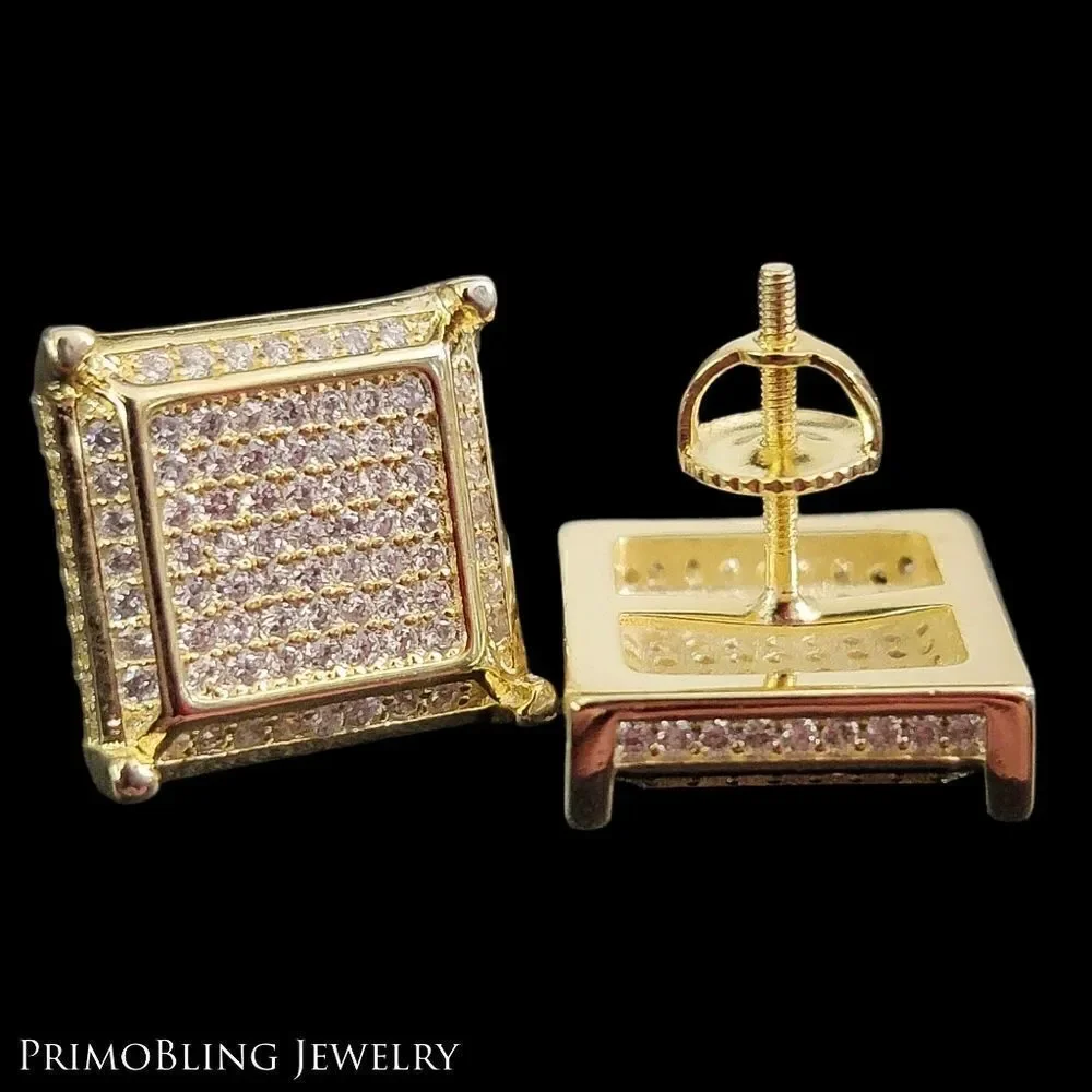 Gaudy Square Pave Earrings